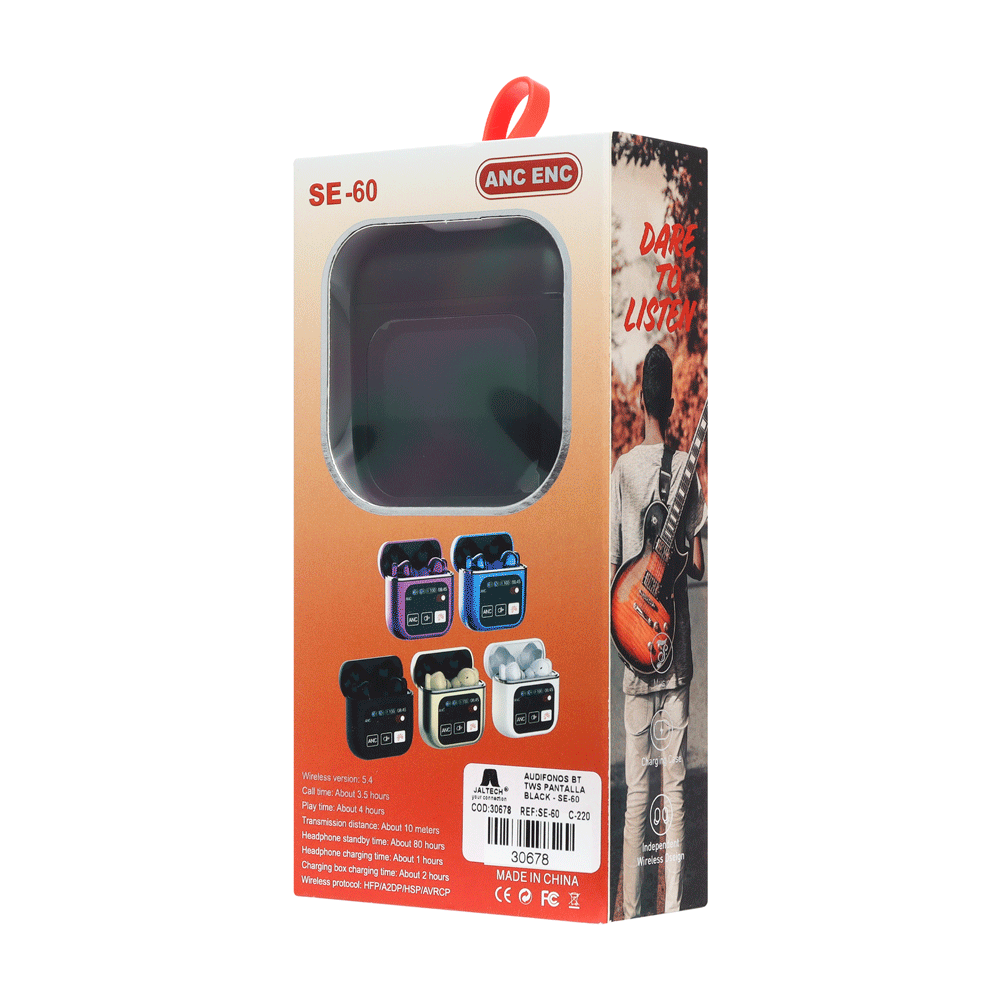 AUDIFONOS BT TWS PANTALLA BLACK - SE-60 - Image 4