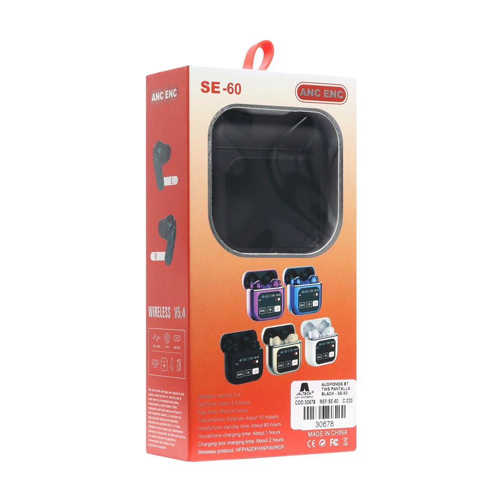 AUDIFONOS BT TWS PANTALLA BLACK - SE-60 - Image 5