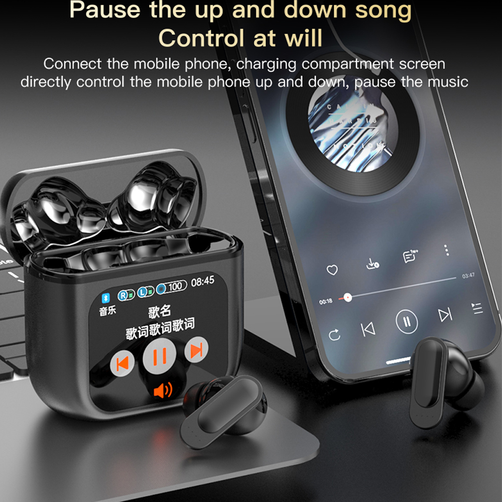 AUDIFONOS BT TWS PANTALLA BLACK - SE-60 - Image 2