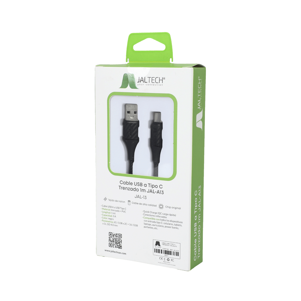 CABLE USB A TIPO C TRENZADO 1 M JAL-A13 - Image 2