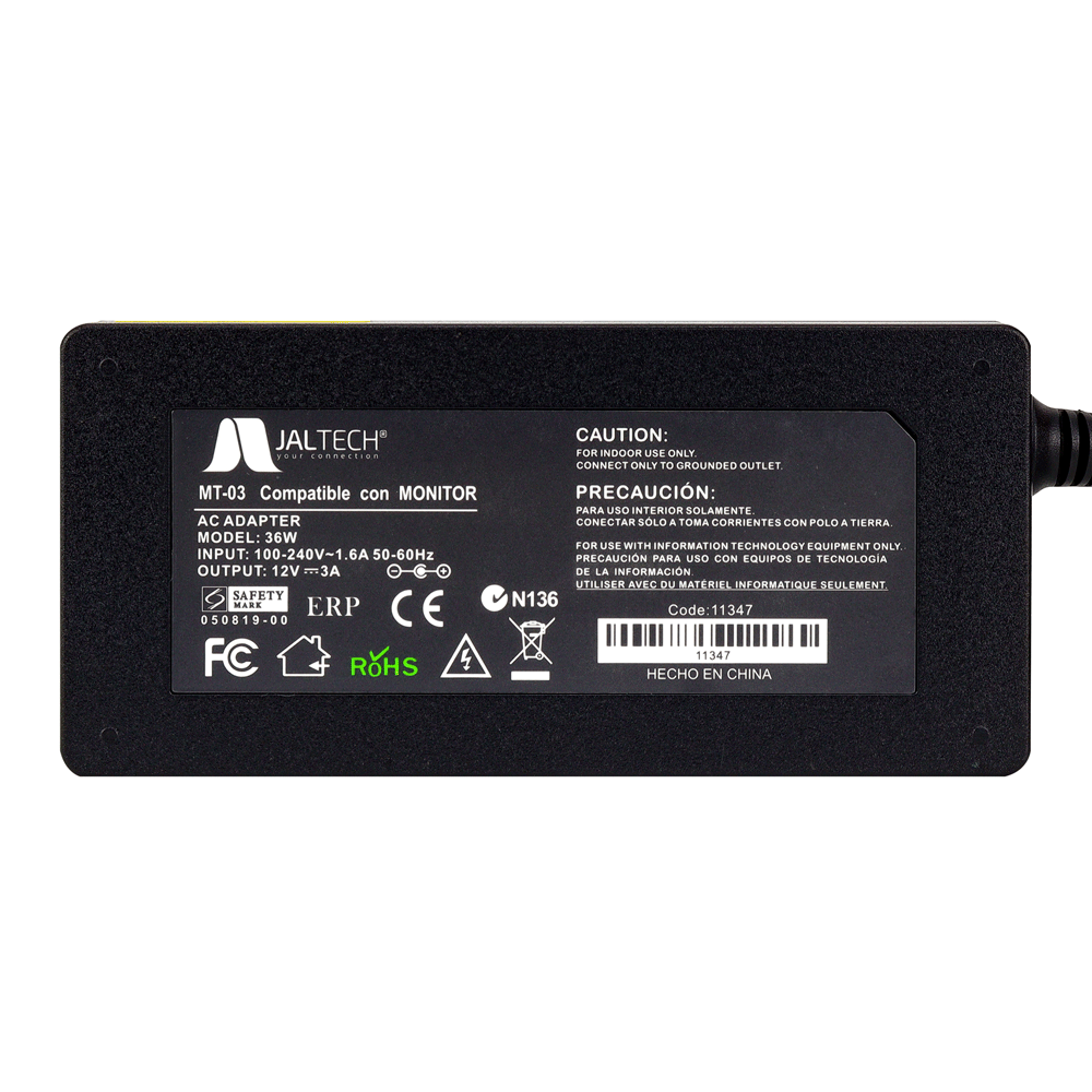 CARG. PARA MONITOR 12V-3A 36W DC 2.1MM