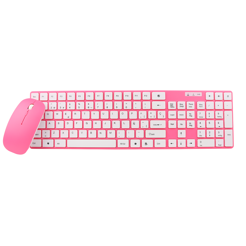 COMBO MOUSE TECLADO INALÁMBRICO PINK