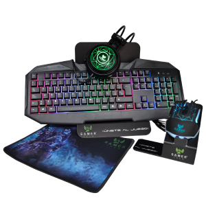 COMBO GAMER 4 EN 1 - TECLADO - MOUSE - PAD MOUSE- DIADEMA