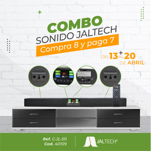 COMBO BARRA DE SONIDO JALTECH - COMPRE 8 PAGA 7