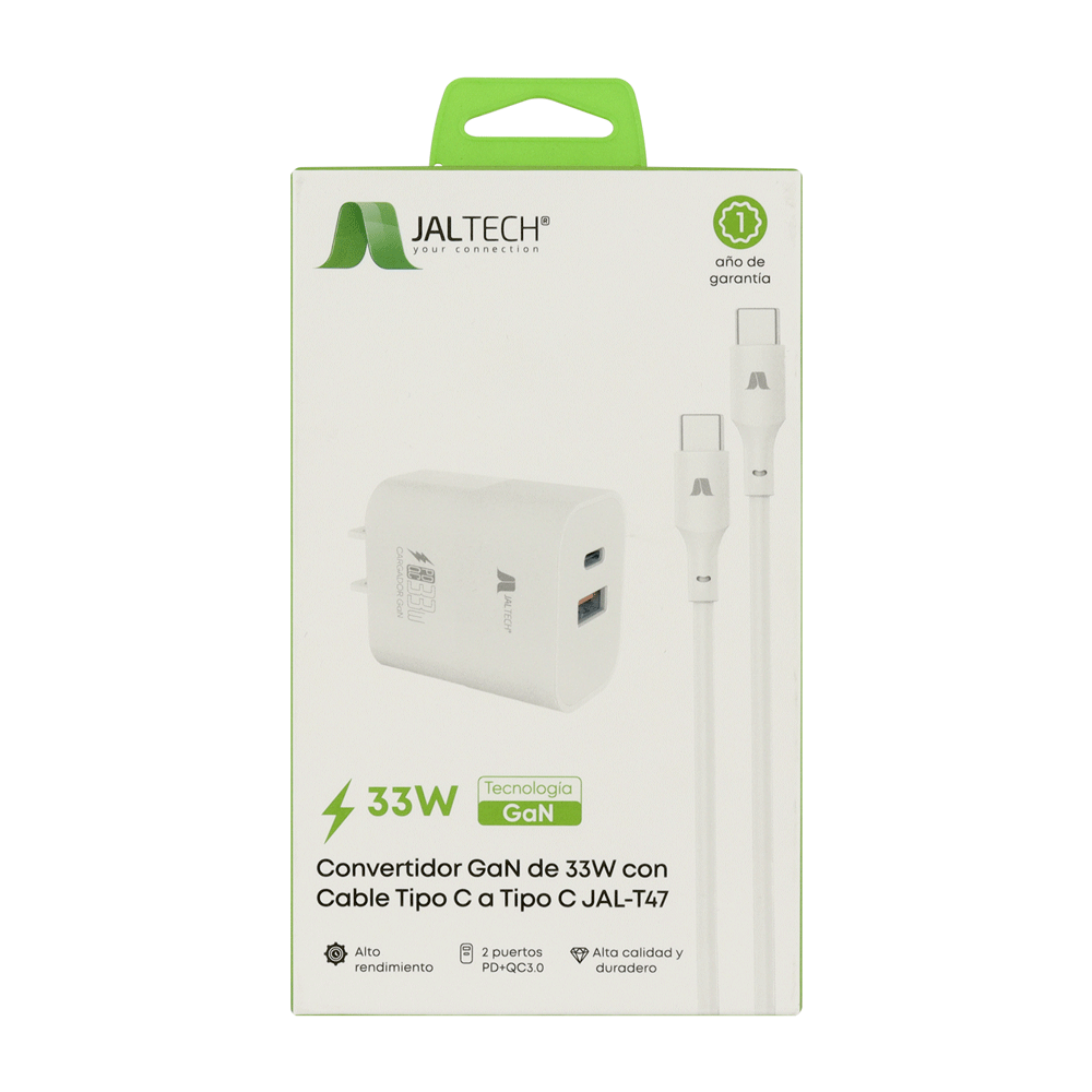 CONVERTIDOR GaN 33W QC 3.0 CON CABLE TIPO C JAL-T47 - Image 4